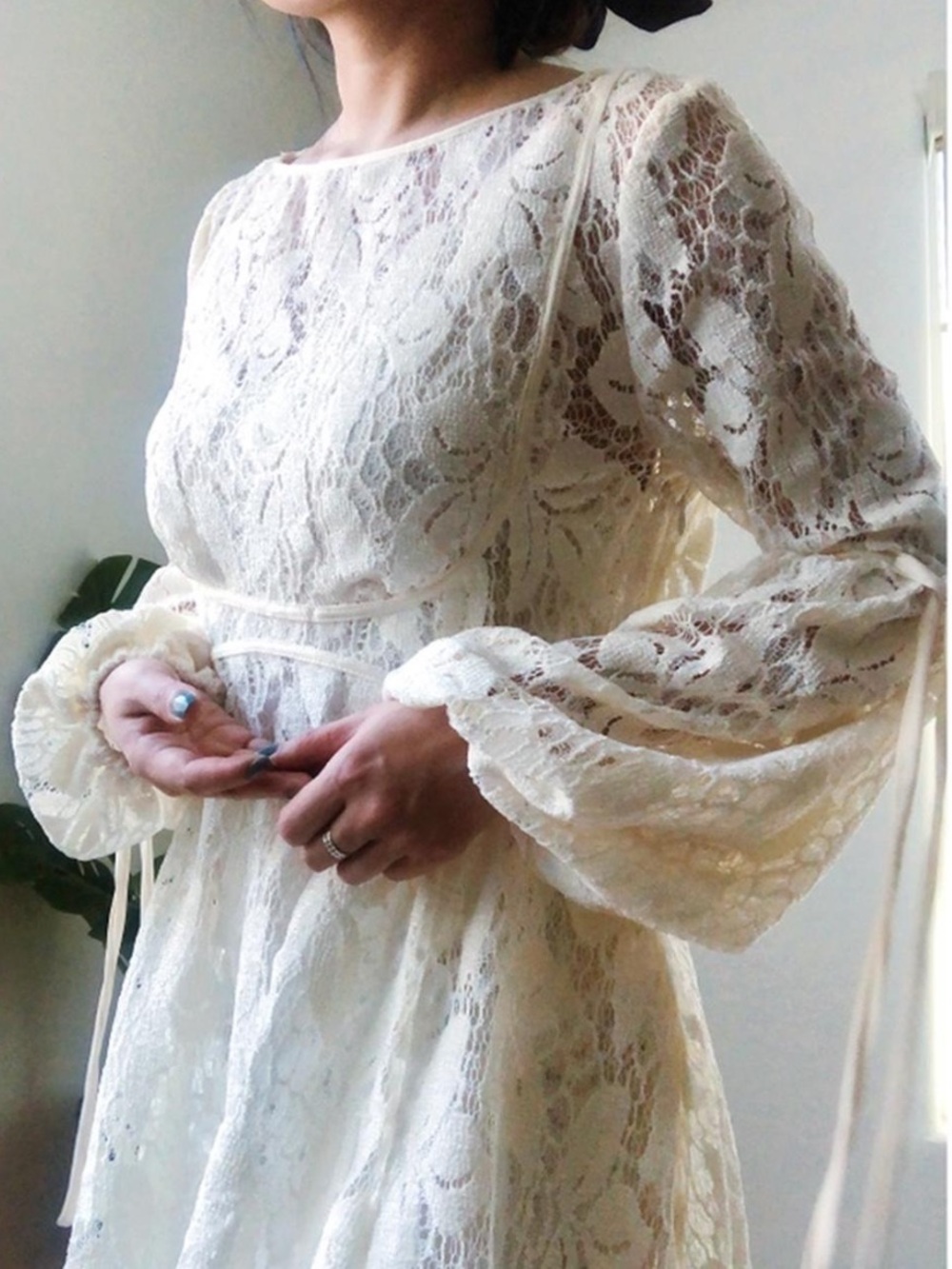 NWT Free People Ruby Lace Mini Dress in cream/ivory S - Picture 4 of 15